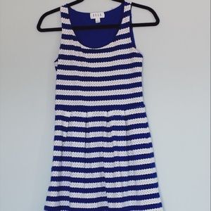 Blue and White striped Midi Dress